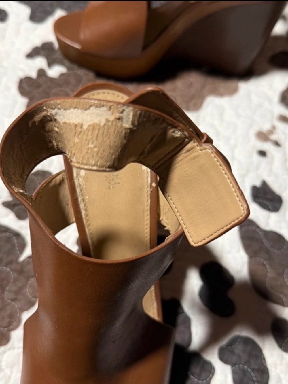 Michael Kors Women's Brown Leather Wedge Sandals